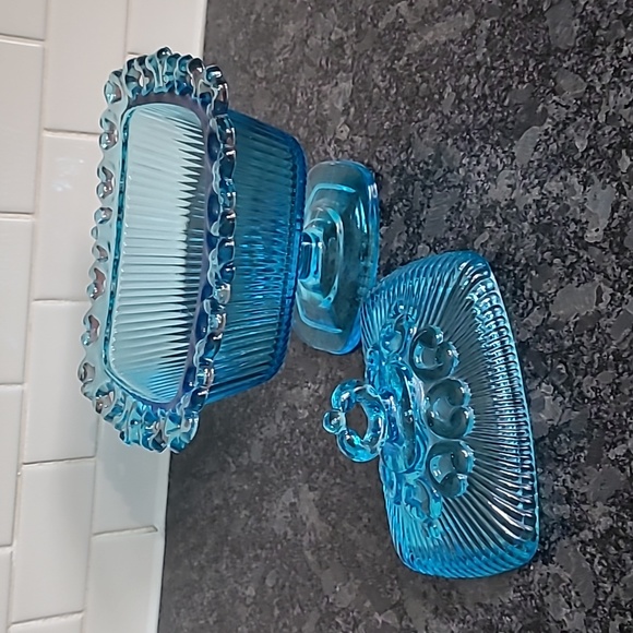 Indiana Blue Glass Covered Pedestal Dish - Picture 7 of 16